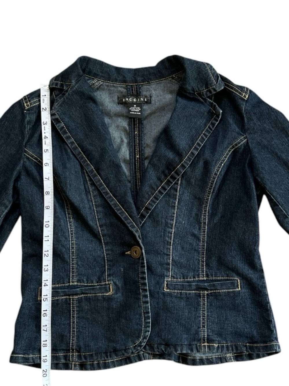 Baccini Dark Indigo Denim Blazer Jacket - Picture 6 of 7